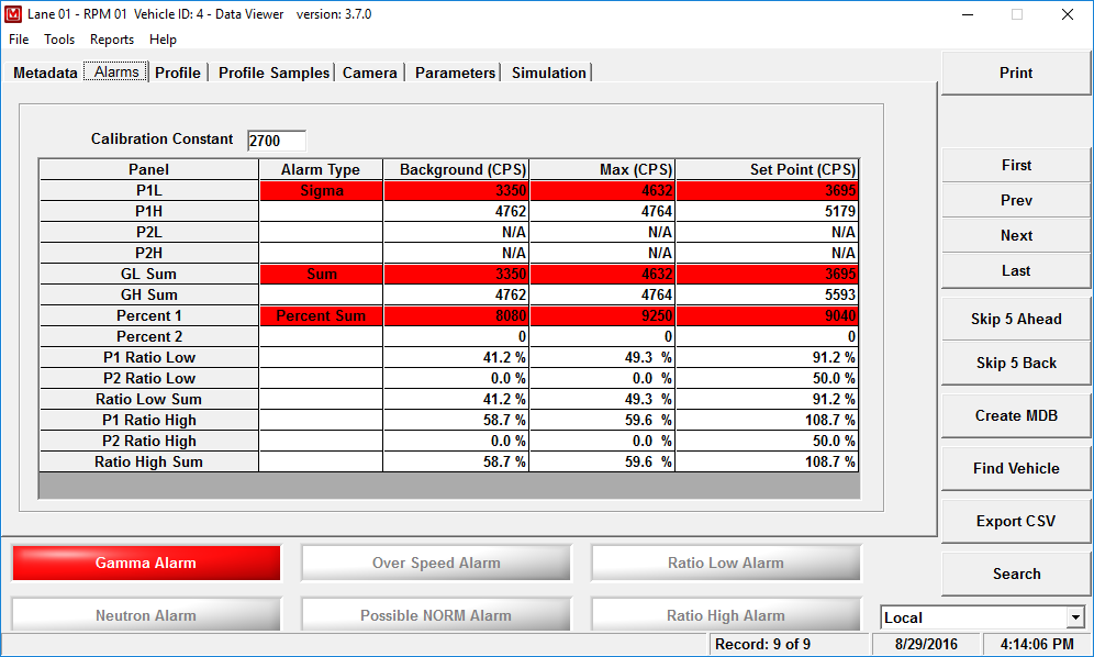 4525 dataviewer alarm